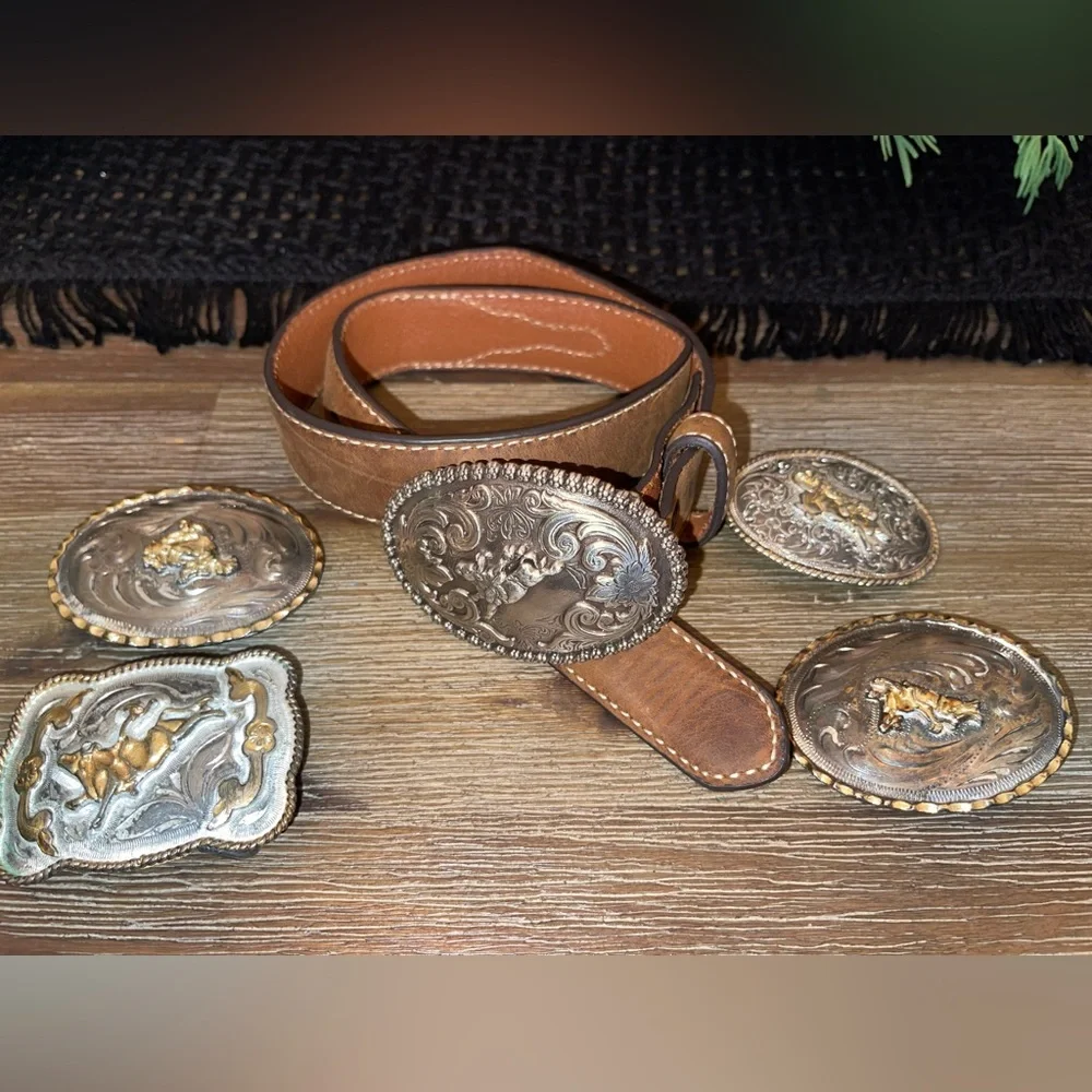 Nocona Young Cowboy/girl Belt With Nocona Buckle & Buckle Bundle Mexico & Taiwan